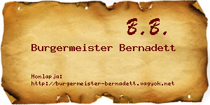 Burgermeister Bernadett névjegykártya